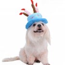 Dog Birthday Hat With Cake & Candles Design Pets Puppy Cap Cute Party Costume (Blue)