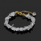 Natural Bracelet Chips Golden Link Women Healing Tumbled Stone (Rock Crystal)