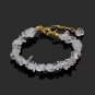 Natural Bracelet Chips Golden Link Women Healing Tumbled Stone (Rock Crystal)