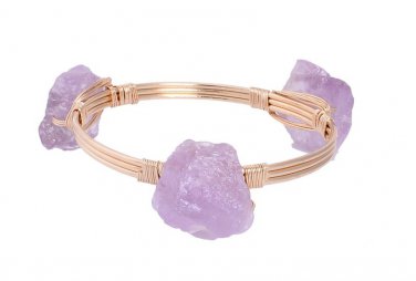 Elegant Style Gold Color Bracelets Natural Stone Purple Pink Quartz Crystal Bracelet Bangles YB773