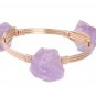 Elegant Style Gold Color Bracelets Natural Stone Purple Pink Quartz Crystal Bracelet Bangles YB773