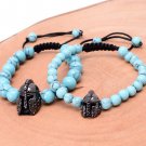 Natural Stones Knight Helmet Bracelet Tiger Eye Lapis Lauzi Stone Bead Bracelet (Blue Turquoise)