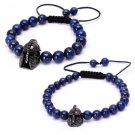 Natural Stones Knight Helmet Bracelet Tiger Eye Lapis Lauzi Stone Bead Bracelet (Lapis Lauzi)