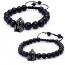 Natural Stones Knight Helmet Bracelet Tiger Eye Lapis Lauzi Stone Bead Bracelet (Black 2)