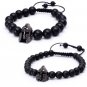 Natural Stones Knight Helmet Bracelet Tiger Eye Lapis Lauzi Stone Bead Bracelet (Black 2)