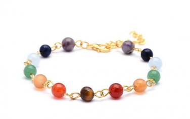 7 Chakra Bracelet Gold Color Opal Crystal Tiger Eyes Crystal Natural Stone Bracelet