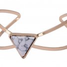 Triangle Hollow Bangles Alloy Simple Blue&White&Black Natural Stone Bracelets (White)