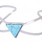 Triangle Hollow Bangles Alloy Simple Blue&White&Black Natural Stone Bracelets (Blue)