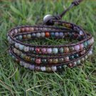 Trendy Leather Birthstone Bracelet Wrap Bracelet Beaded Bracelet 4mm Beaded Bracelet