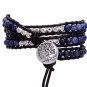 Natural Stone Leather Bracelet Elastic Quartz Crystal Friendship Bracelets (Blue)