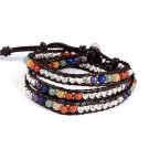 Natural Stone Leather Bracelet Elastic Quartz Crystal Friendship Bracelets (Length)