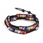 Natural Stone Leather Bracelet Elastic Quartz Crystal Friendship Bracelets (38cm Length)