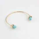 Classic Colorful Druzy Natural Stone Round Arrow Anchor Shape Cuff Bangle Crystal Quartz (Turquoise)