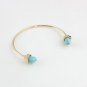Classic Colorful Druzy Natural Stone Round Arrow Anchor Shape Cuff Bangle Crystal Quartz (Turquoise)