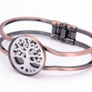 Vintage Hollow Tree of Life Shell Bracelet Bangle Ancient Adjustable Bronze Bangles (Red Copper)