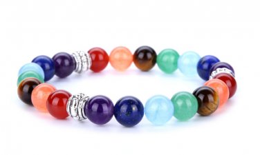 7 Chakra Bracelets Bangle Colors Mixed Healing Crystals Birthstone Chakra Pray Mala Bracelet (4)