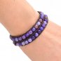 Leather Purple Natural Stone Bracelet Wrap Bracelet Beaded Bracelet 4mm (Purple)