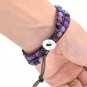 Leather Purple Natural Stone Bracelet Wrap Bracelet Beaded Bracelet 4mm (Purple)