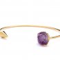 Purple Natural Stone Bangels Gold Color Bangle Adjustable Size Quartz Natural Stone Bangles