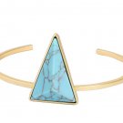 Gold Color Chain Blue Stone Bracelets Triangle Shaped Natural Stone Bangles