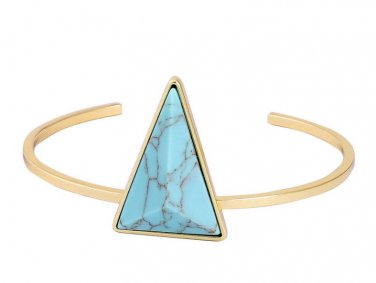Gold Color Chain Blue Stone Bracelets Triangle Shaped Natural Stone Bangles