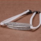 Vintage Korean Gun Black Velvet Leaf Embedded Double Ropes Trendy Charm Bracelet (White)