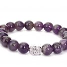 Natural Lava Stone Buddha Beads Bracelet Natural Stone Bead Healing Balances (Amethyst)