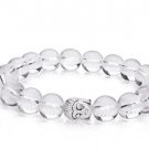 Natural Lava Stone Buddha Beads Bracelet Natural Stone Bead Healing Balances (Clear Quartz)