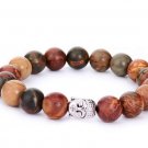Natural Lava Stone Buddha Beads Bracelet Natural Stone Bead Healing Balances (Picasso)