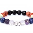 Natural Lava Stone Buddha Beads Bracelet Natural Stone Bead Healing Balances (Natural)