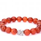 Natural Lava Stone Buddha Beads Bracelet Natural Stone Bead Healing Balances (Red Agate)