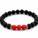Healing Balance Beads Birthstone Bracelet Rhinestone Reiki Prayer Stones Bracelet (Red)