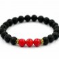 Healing Balance Beads Birthstone Bracelet Rhinestone Reiki Prayer Stones Bracelet (Red)