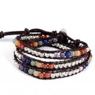 Natural Stone Chakra Beads Bracelet Multilayer Wrap Adjustable Braided Rope YB771