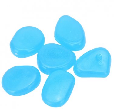 100pcs/bag Luminous Pebbles Stones Glow In The Dark Garden Ornaments (Blue)