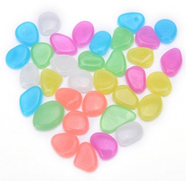 100pcs/bag Luminous Pebbles Stones Glow In The Dark Garden Ornaments (Mixed color)
