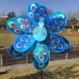 Double Layer Peacock Laser Sequins Windmill Colourful Wind Spinner Home Garden (Blue)