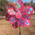Double Layer Peacock Laser Sequins Windmill Colourful Wind Spinner Home Garden (Pink)