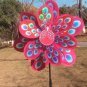 Double Layer Peacock Laser Sequins Windmill Colourful Wind Spinner Home Garden (Pink)