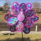 Double Layer Peacock Laser Sequins Windmill Colourful Wind Spinner Home Garden (Purple)