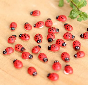 50 Pcs/Lot Stylish Mini Ladybug Decoration Lovely Beatles Micro Landscape Gardening