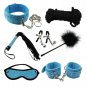 7pcs Beingner Fetish SM Slave Couple Handcuffs Bondage Sex Bed Restraints Kit (Blue)