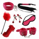 7pcs Beingner Fetish SM Slave Couple Handcuffs Bondage Sex Bed Restraints Kit (Red)