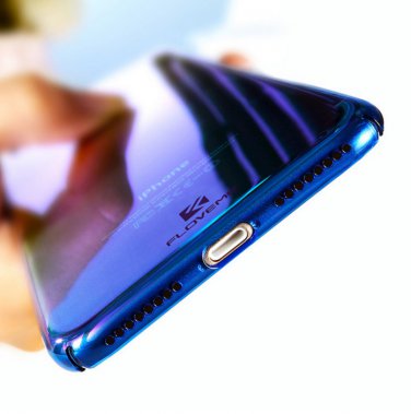 FLOVEME For iPhone 7 7Plus 6 6S Plus Gradient Blue-Ray Light Case Clear Accessories Cover Capa (B)