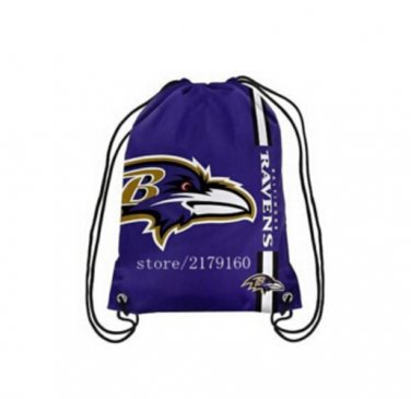 35*45 knitted polyester Baltimore Ravens Big Logo side Stripe drawstring backpack