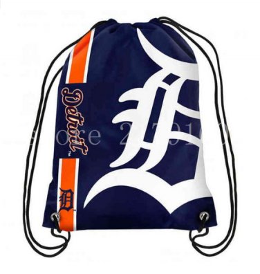 35*45 cm knitted polyester Detroit Tigers drawstring backpack Metal Grommets