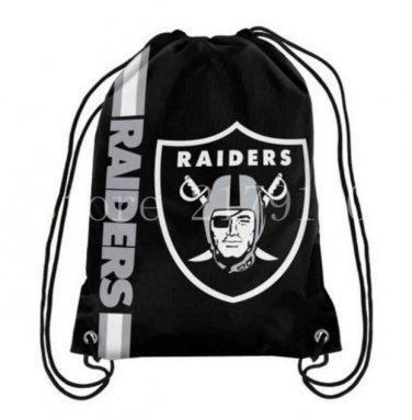 35*45 cm knitted polyester Oakland Raiders drawstring backpack with Metal Grommets