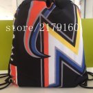 35*45 cm knitted polyester Miami Marlins custom drawstring backpack Metal Grommets