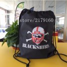 Knitted polyester Nebraska Cornhuskers blackshirts drawstring backpack Metal Grommets