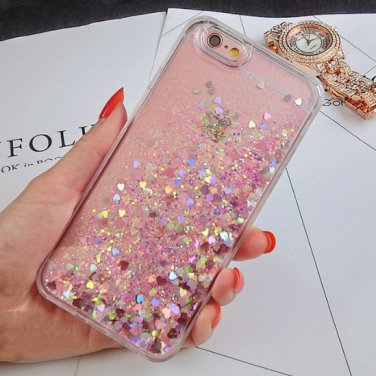Love Heart Glitter Stars Dynamic Liquid Quicksand Soft TPU Back Cover Case For Iphone 5 6 7 Plus